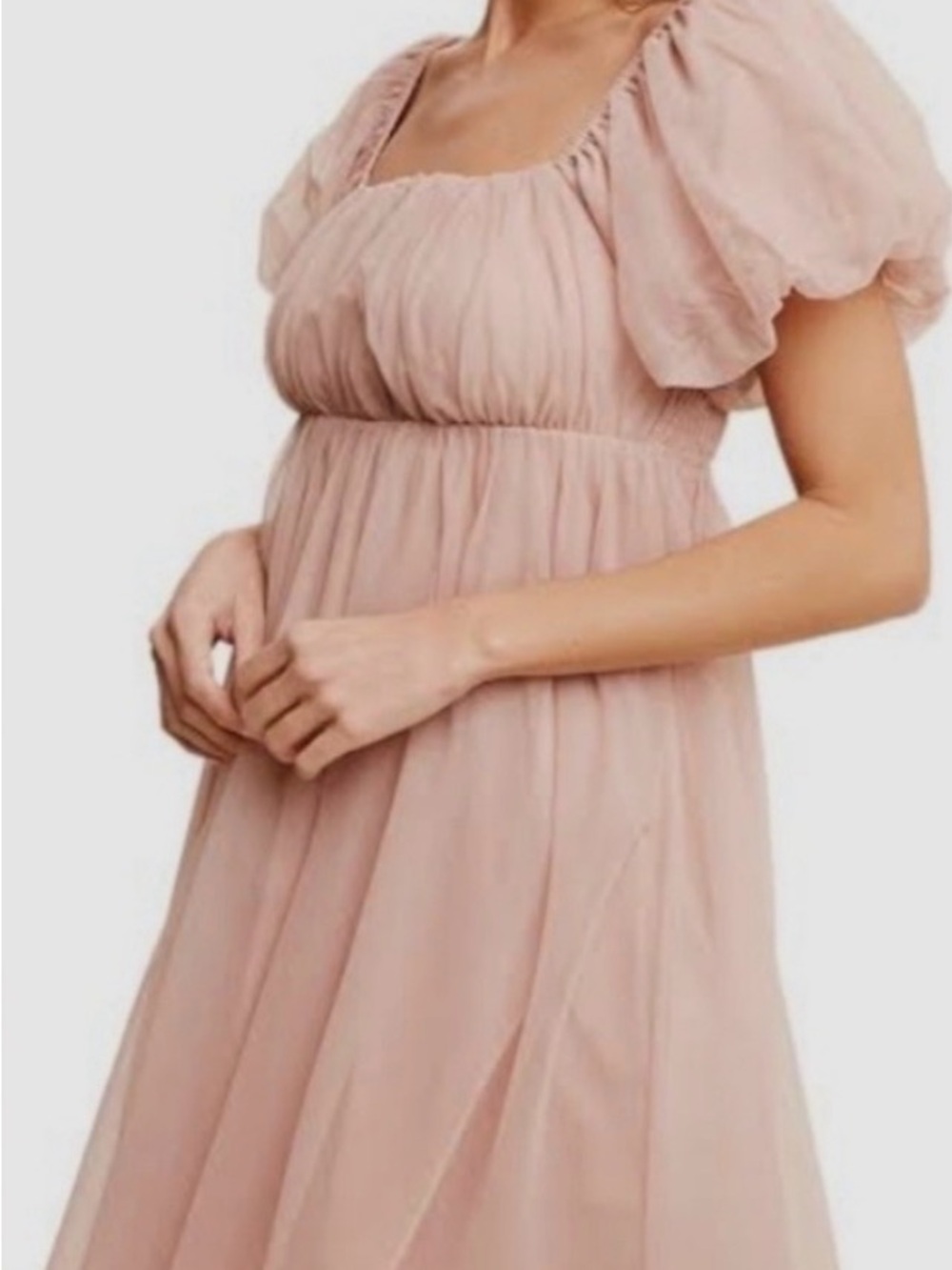 Listicle Blush Pink Puff Sleeve Babydoll Dress
